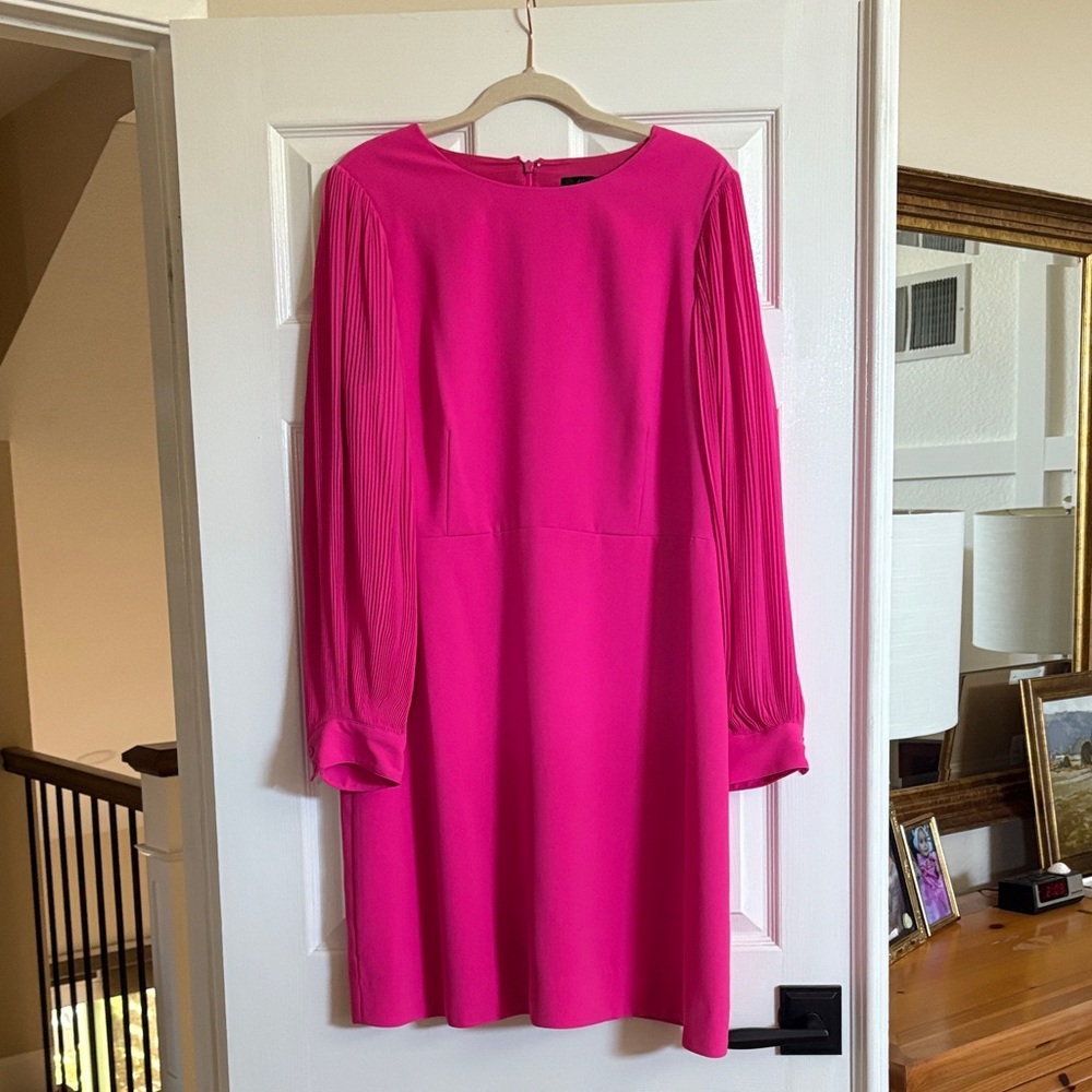 J. Crew Vibrant Pink Long Sleeve Dress